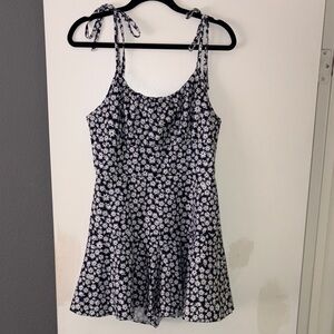 Navy Floral Jumpsuit with Tie Straps